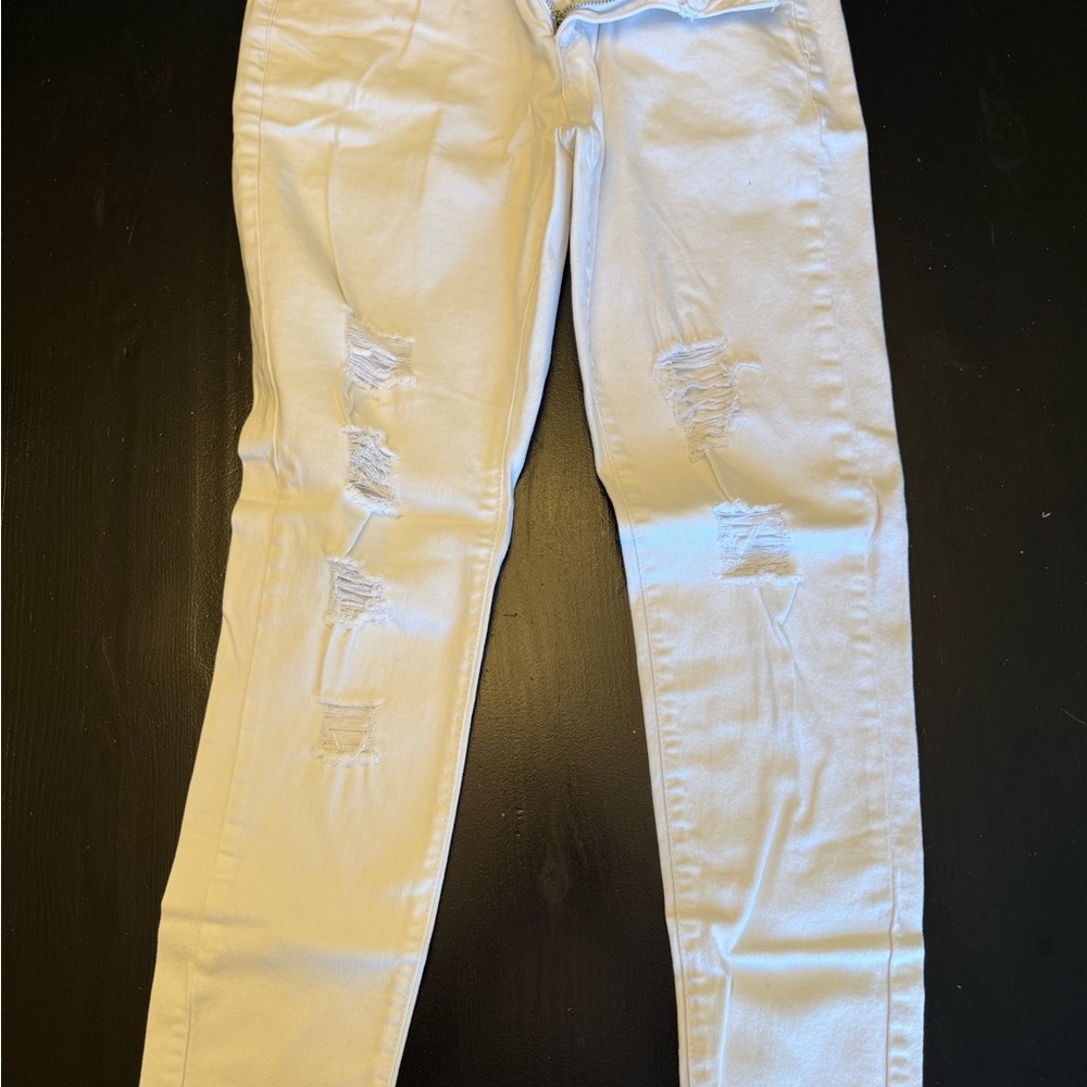 Eighty Eight White Skinny Jeans with Professional Fading